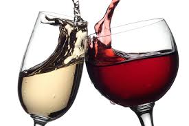 All things COOKING FOOD WINE Shows two wine glasses with  one white other is a red wine