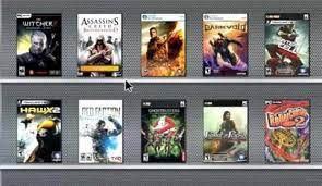 Rent video games mail shows some of the games available to rent