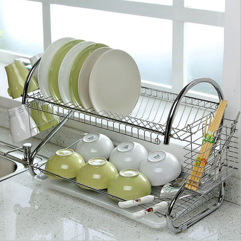 Home Kitchen gadgets. Use organization of dishes, glasses on kitchen counter tops 